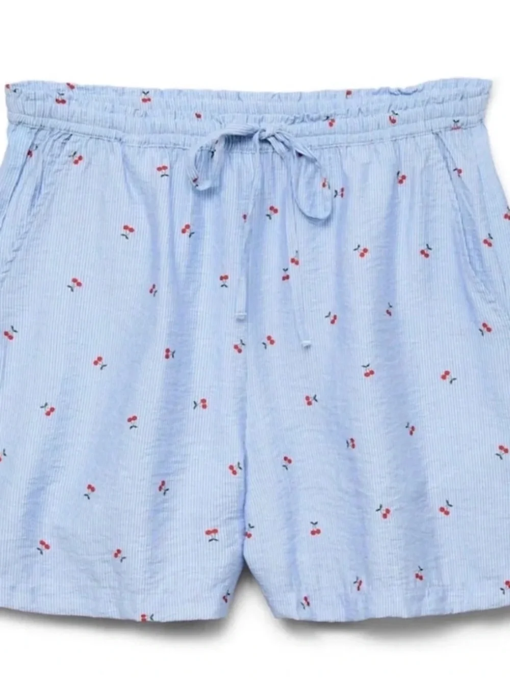 NWT Vero Moda Tie Waist Shorts – White Cherry Print – Size S - MSRP $48